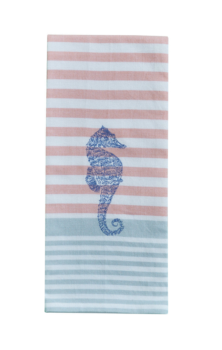 Dish Towel Embroidered Seahorse