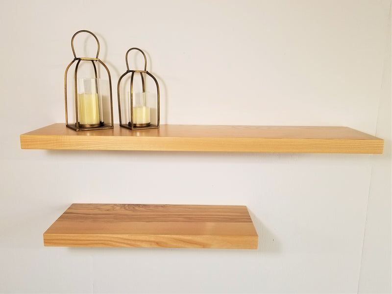 Solid Ash Flat Edge Floating Shelf Kit