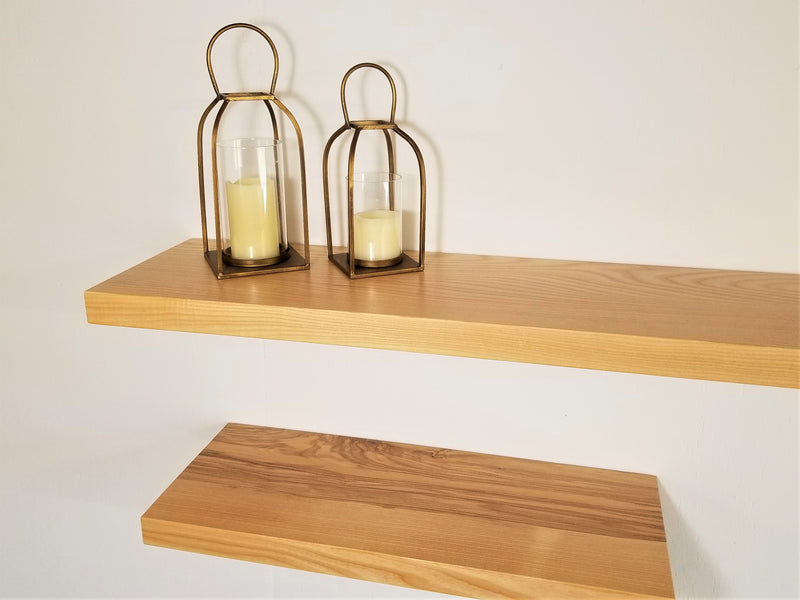 Solid Ash Flat Edge Floating Shelf Kit