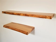 Solid Ash Live-Edge Floating Shelf Kit