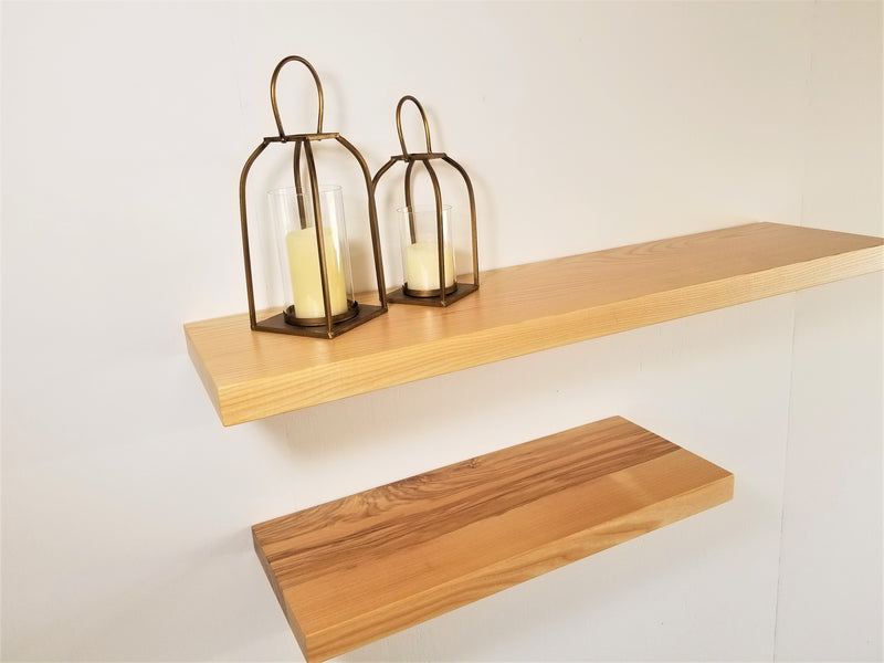Solid Ash Flat Edge Floating Shelf Kit