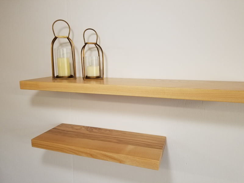 Solid Ash Flat Edge Floating Shelf Kit