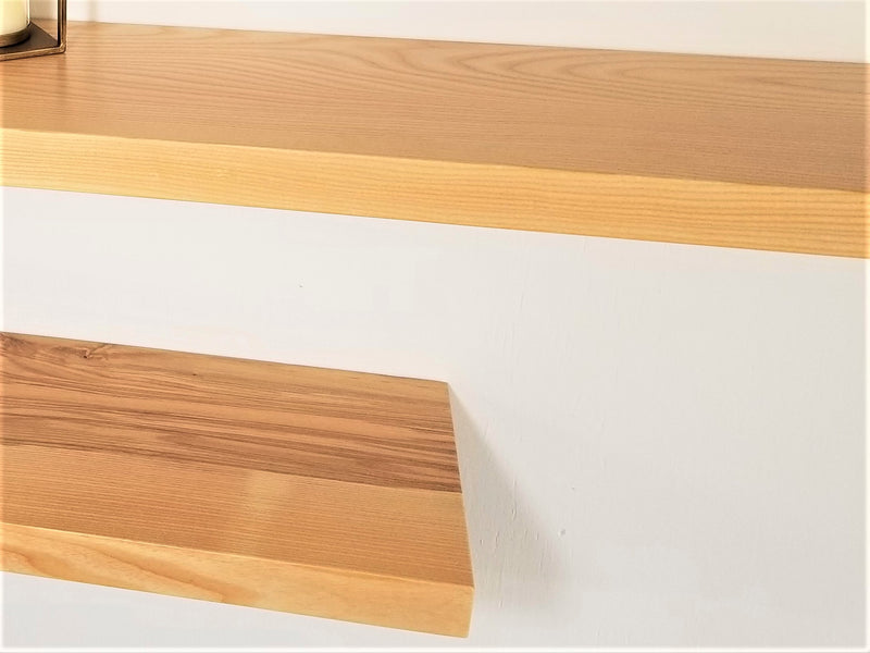 Solid Ash Flat Edge Floating Shelf Kit