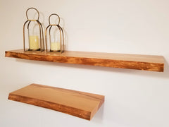 Solid Ash Live-Edge Floating Shelf Kit