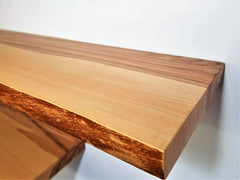 Solid Ash Live-Edge Floating Shelf Kit