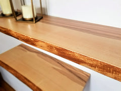 Solid Ash Live-Edge Floating Shelf Kit
