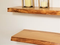 Solid Ash Live-Edge Floating Shelf Kit