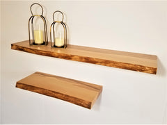 Solid Ash Live-Edge Floating Shelf Kit