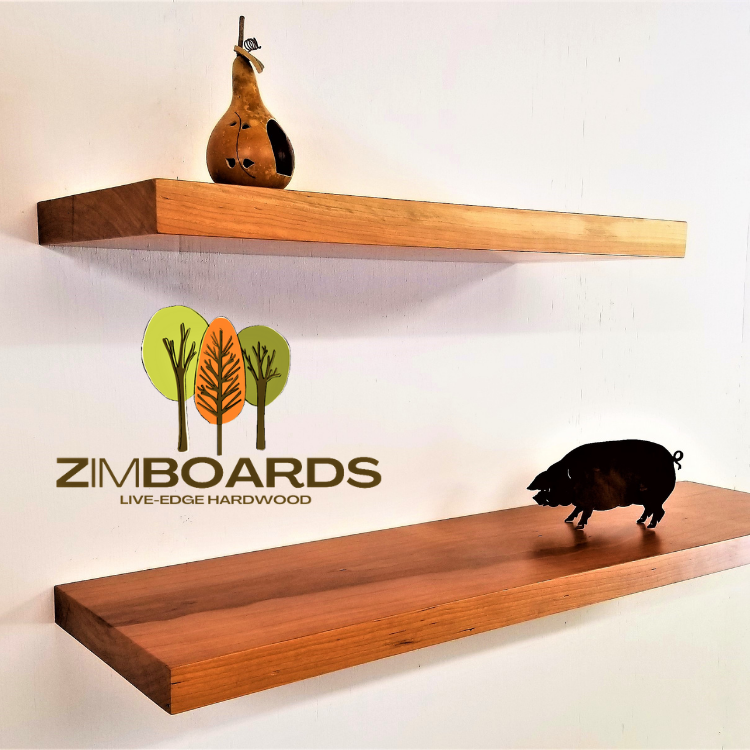 Cherry wood hot sale floating shelves