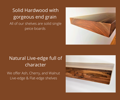 Solid Ash Live-Edge Floating Shelf Kit