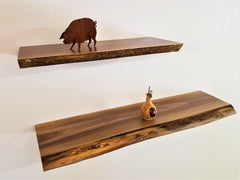 Solid Black Walnut Live-Edge Floating Shelf Kit