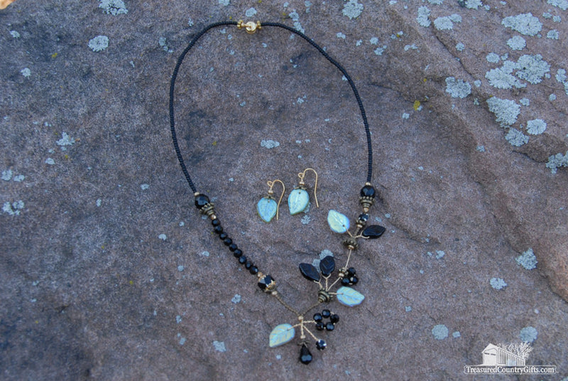 Onyx Necklace and Earring Set