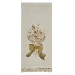 Embroidered Dishtowel Wheat with Bow